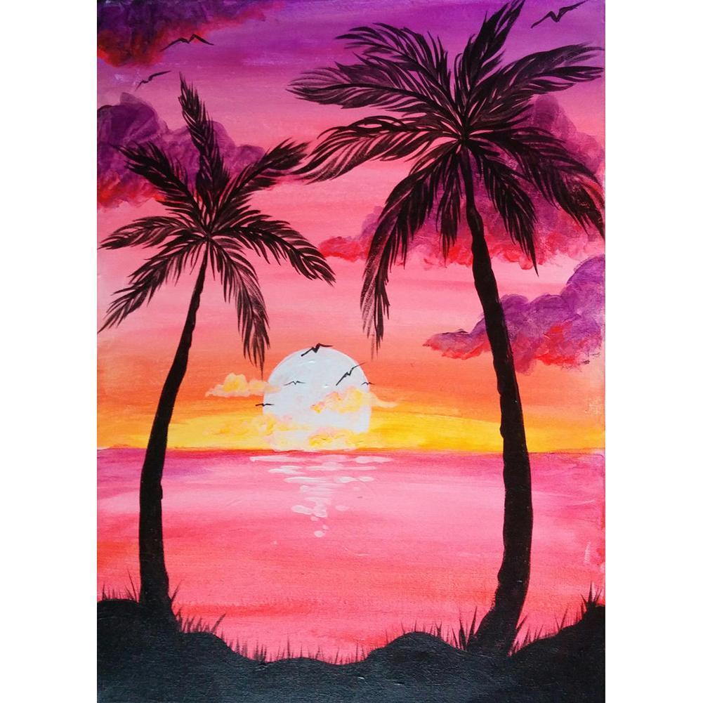 Vue sur la mer - diamant rond complet - 30x40cm