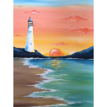 Charger l&#39;image dans la galerie, Vue sur la mer - diamant rond complet - 30x40cm
