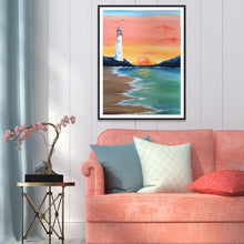 Charger l&#39;image dans la galerie, Vue sur la mer - diamant rond complet - 30x40cm
