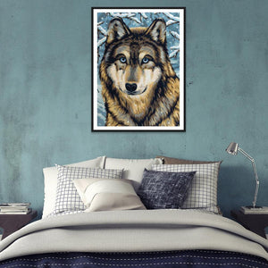 Loup - diamant rond complet - 30x40cm