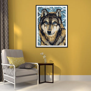Loup - diamant rond complet - 30x40cm