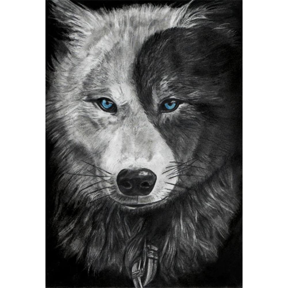 Loup - diamant rond complet - 30x40cm