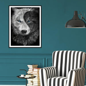 Loup - diamant rond complet - 30x40cm