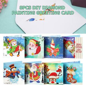 8pcs/set Cartes de voeux de Noël Peinture au diamant