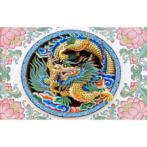 Dragon chinois - diamant rond complet - 40x60cm