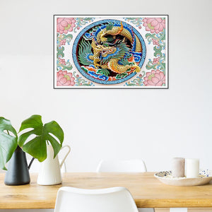 Dragon chinois - diamant rond complet - 40x60cm