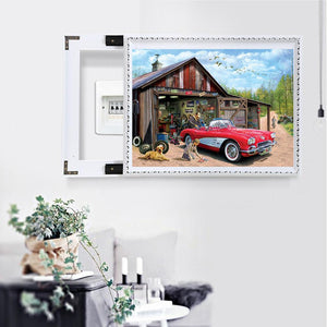 Paysage de voiture - diamant rond complet - 40x30cm
