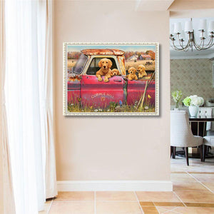Paysage de voiture - diamant rond complet - 40x30cm
