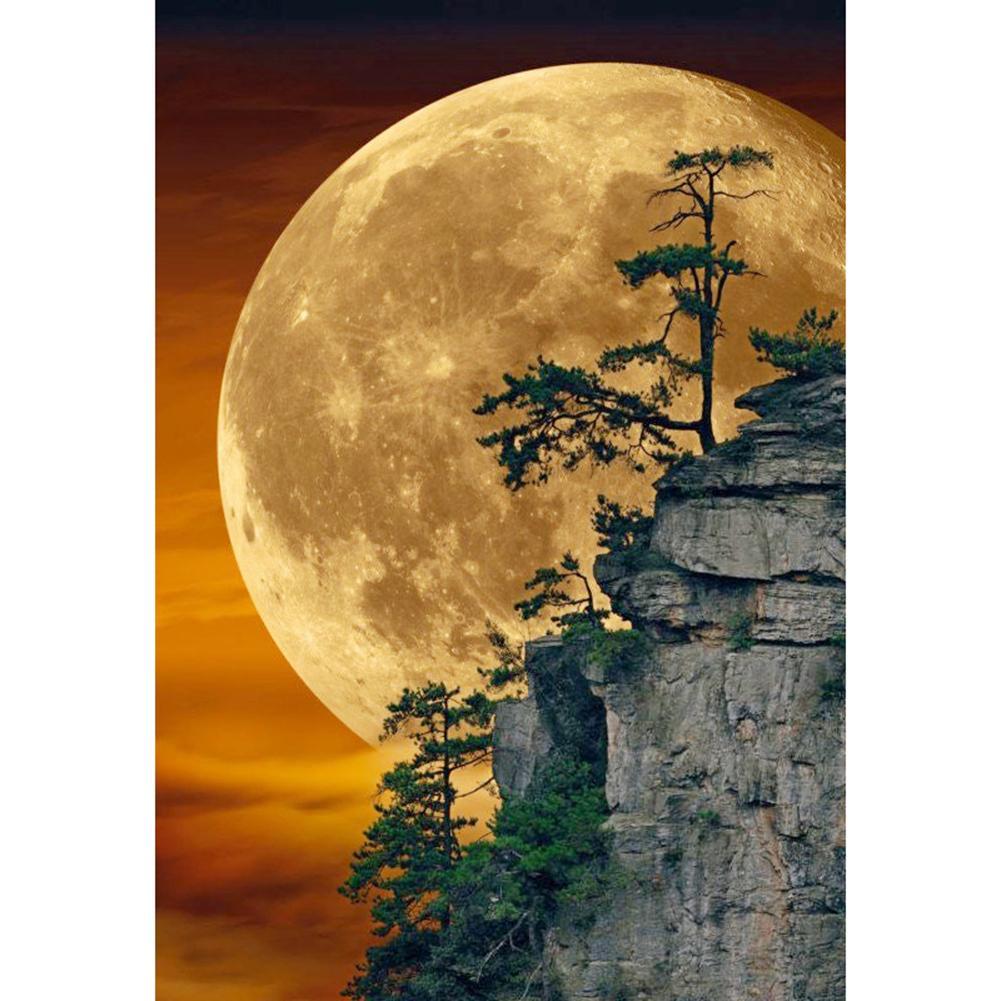 Paysage de lune - diamant rond plein - 40x30cm