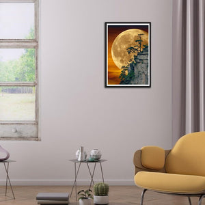 Paysage de lune - diamant rond plein - 40x30cm