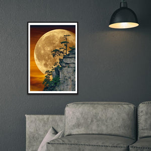 Paysage de lune - diamant rond plein - 40x30cm
