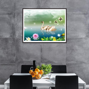 Cygne - diamant rond complet - 30x40cm