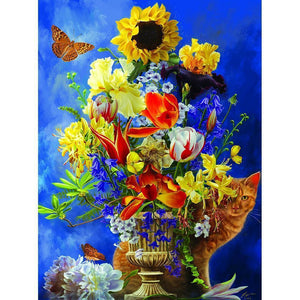 Fleurs - diamant rond complet - 30x40cm