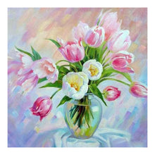 Charger l&#39;image dans la galerie, Fleurs - diamant rond complet - 30x30cm
