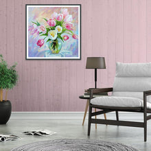 Charger l&#39;image dans la galerie, Fleurs - diamant rond complet - 30x30cm
