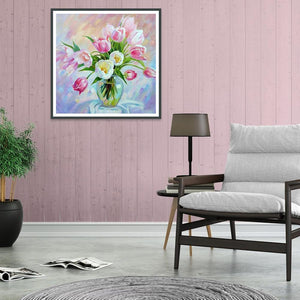 Fleurs - diamant rond complet - 30x30cm