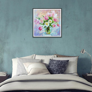 Fleurs - diamant rond complet - 30x30cm