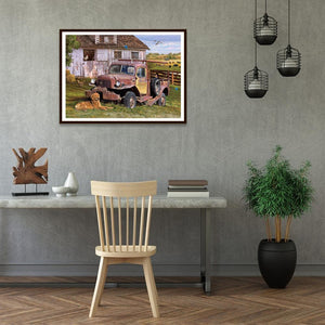 Paysage rural - diamant rond complet - 40x30cm