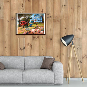 Paysage rural - diamant rond complet - 40x30cm