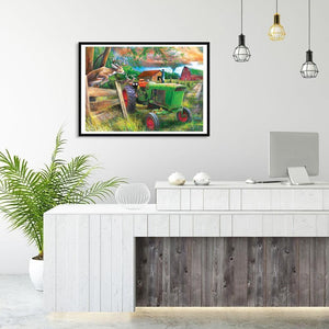 Paysage rural - diamant rond complet - 40x30cm
