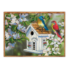 Charger l&#39;image dans la galerie, Oiseau de fleur - diamant rond complet - 40x30cm
