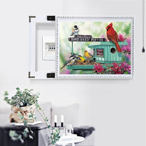 Oiseau de fleur - diamant rond complet - 40x30cm