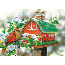Charger l&#39;image dans la galerie, Oiseau de fleur - diamant rond complet - 40x30cm
