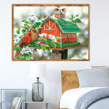 Charger l&#39;image dans la galerie, Oiseau de fleur - diamant rond complet - 40x30cm
