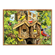 Charger l&#39;image dans la galerie, Oiseau de fleur - diamant rond complet - 40x30cm
