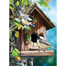 Charger l&#39;image dans la galerie, Oiseau de fleur - diamant rond complet - 40x30cm
