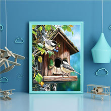 Charger l&#39;image dans la galerie, Oiseau de fleur - diamant rond complet - 40x30cm
