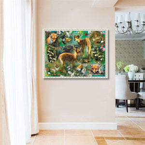 Nature de cerf - diamant rond complet - 40x30cm