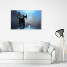 Charger l&#39;image dans la galerie, Chat noir - diamant rond complet - 60x40cm
