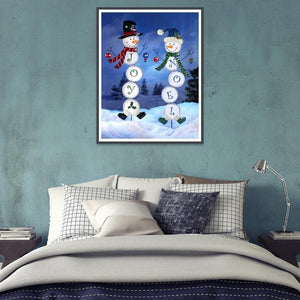 Bonhomme de neige - diamant rond complet - 30x40cm