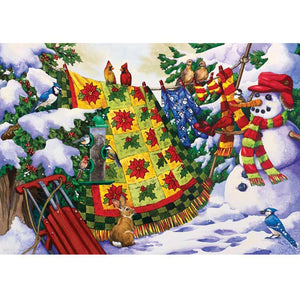 Bonhomme de neige - diamant rond complet - 40x30cm