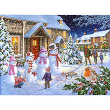 Charger l&#39;image dans la galerie, Bonhomme de neige - diamant rond complet - 40x30cm
