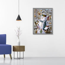 Charger l&#39;image dans la galerie, Bonhomme de neige du Père Noël - diamant rond complet - 40x30cm
