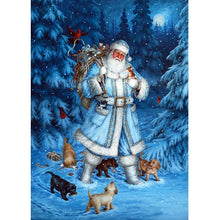 Charger l&#39;image dans la galerie, Bonhomme de neige du Père Noël - diamant rond complet - 40x30cm
