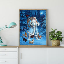 Charger l&#39;image dans la galerie, Bonhomme de neige du Père Noël - diamant rond complet - 40x30cm
