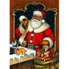 Charger l&#39;image dans la galerie, Bonhomme de neige du Père Noël - diamant rond complet - 40x30cm
