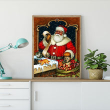 Charger l&#39;image dans la galerie, Bonhomme de neige du Père Noël - diamant rond complet - 40x30cm
