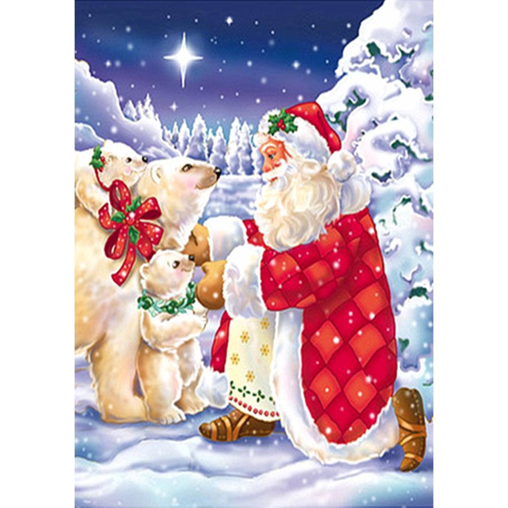 Animal de père noël - diamant rond complet - 40x30cm