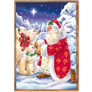 Animal de père noël - diamant rond complet - 40x30cm