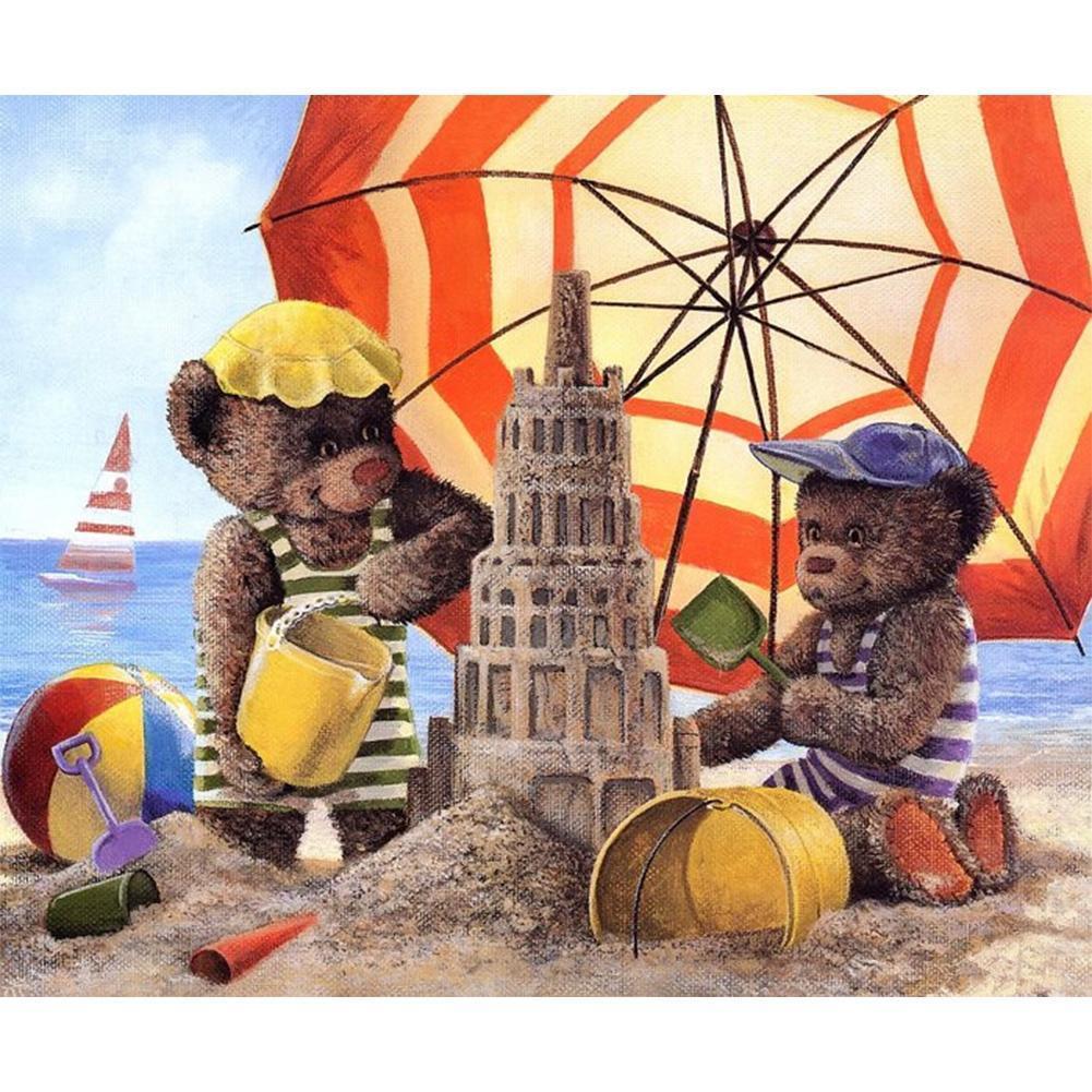 Ours - diamant rond complet - 35x30cm