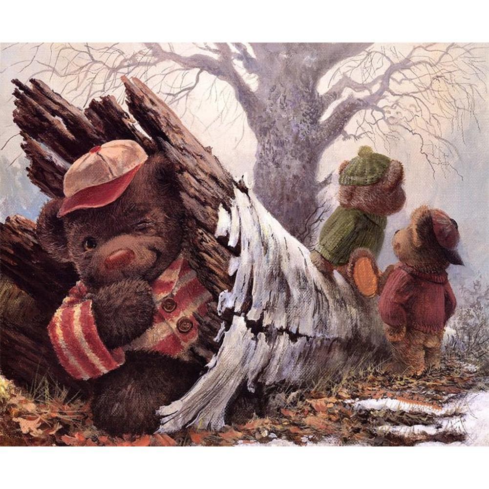 Ours - diamant rond complet - 35x30cm