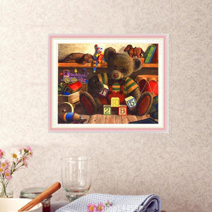 Ours - diamant rond complet - 35x30cm