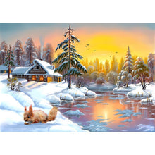 Charger l&#39;image dans la galerie, Paysage de neige - diamant rond complet - 40x30cm
