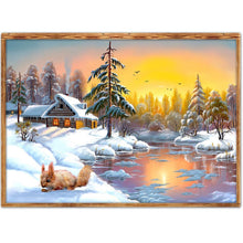 Charger l&#39;image dans la galerie, Paysage de neige - diamant rond complet - 40x30cm
