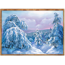 Charger l&#39;image dans la galerie, Paysage de neige - diamant rond complet - 40x30cm
