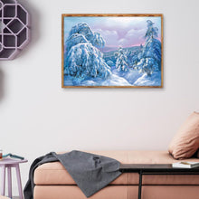 Charger l&#39;image dans la galerie, Paysage de neige - diamant rond complet - 40x30cm
